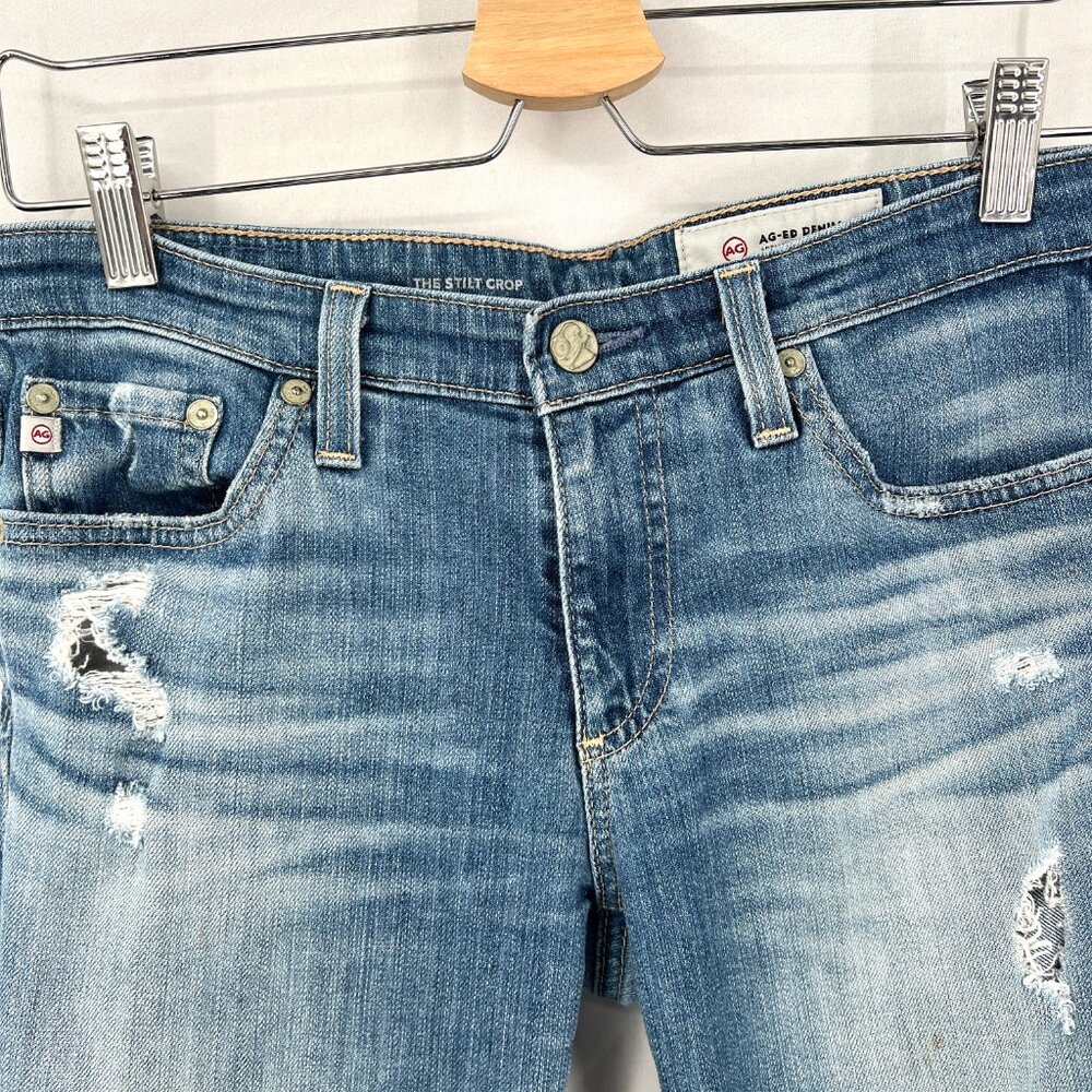 AG Adriano Goldschmied The Stilt Crop cigarette crop distressed skinny jeans 29 - Picture 10 of 13